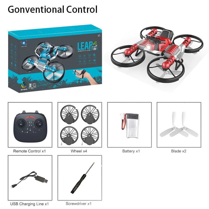 image-Qunyi Folding Motorcycle Drone 2-in-1 Land Air Quadcopter