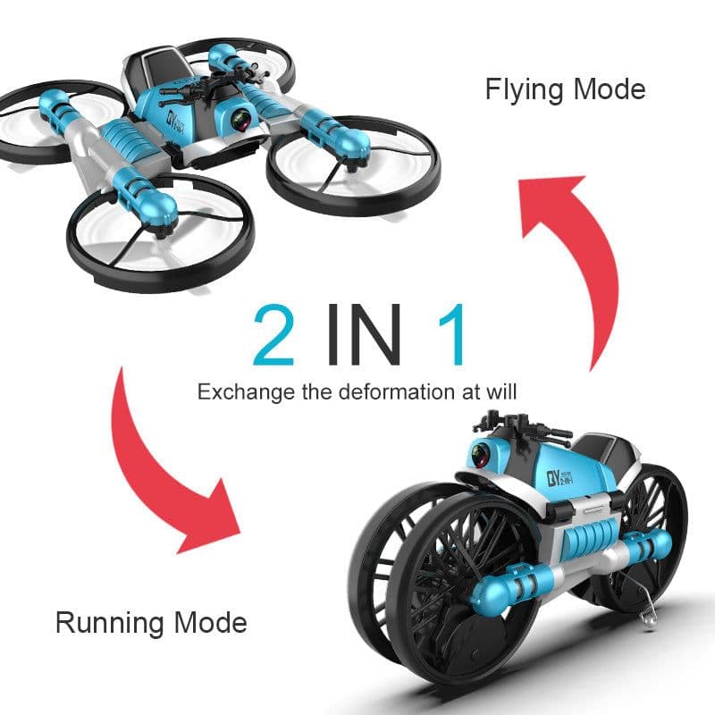 image-Qunyi Folding Motorcycle Drone 2-in-1 Land Air Quadcopter