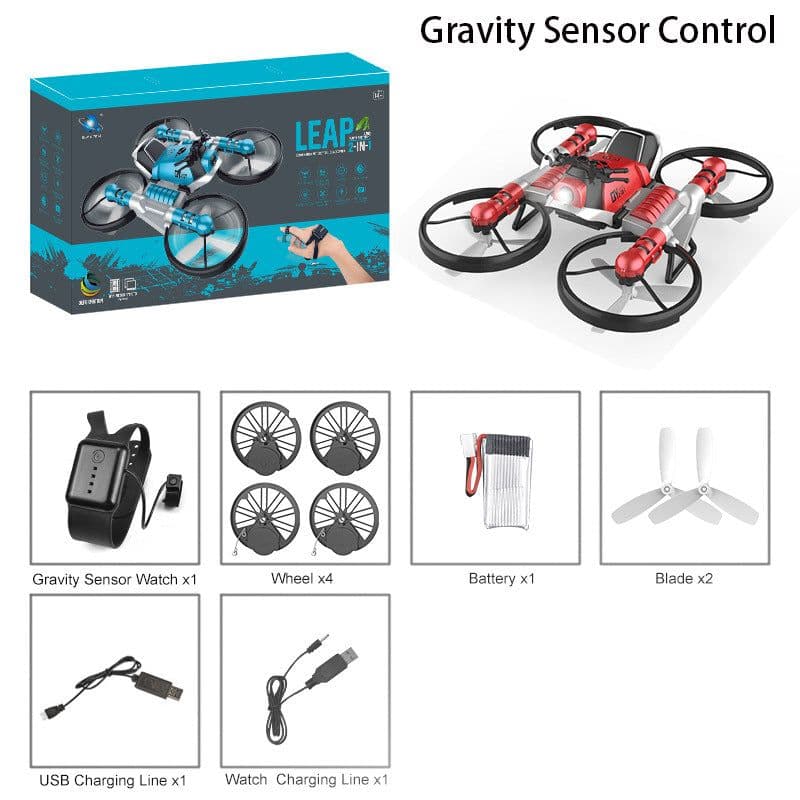 image-Qunyi Folding Motorcycle Drone 2-in-1 Land Air Quadcopter