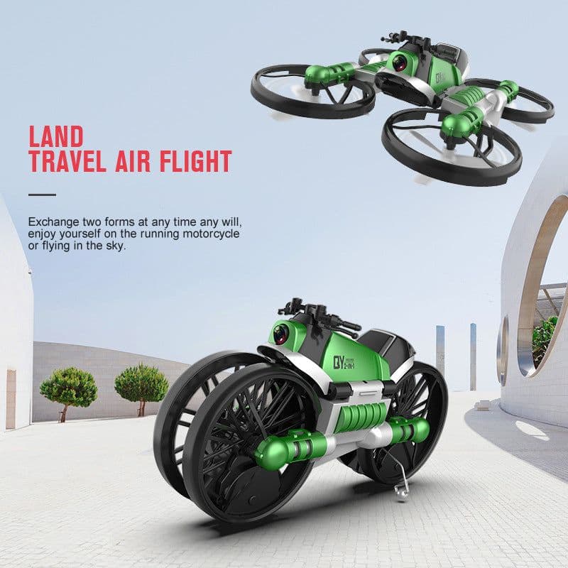 image-Qunyi Folding Motorcycle Drone 2-in-1 Land Air Quadcopter