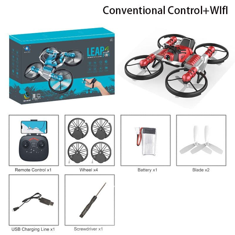 image-Qunyi Folding Motorcycle Drone 2-in-1 Land Air Quadcopter
