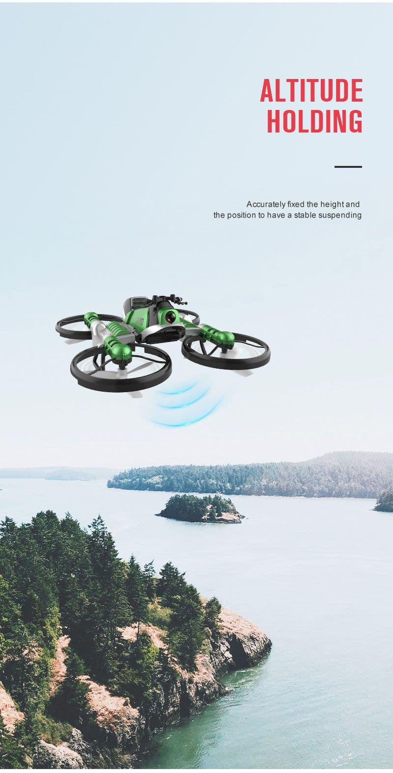 image-Qunyi Folding Motorcycle Drone 2-in-1 Land Air Quadcopter