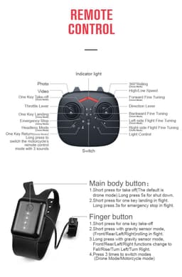 image-Qunyi Folding Motorcycle Drone 2-in-1 Land Air Quadcopter