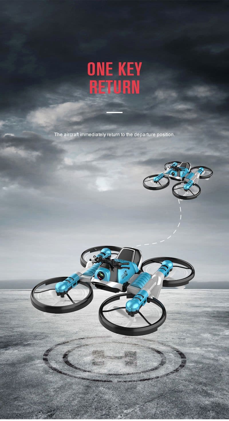 image-Qunyi Folding Motorcycle Drone 2-in-1 Land Air Quadcopter