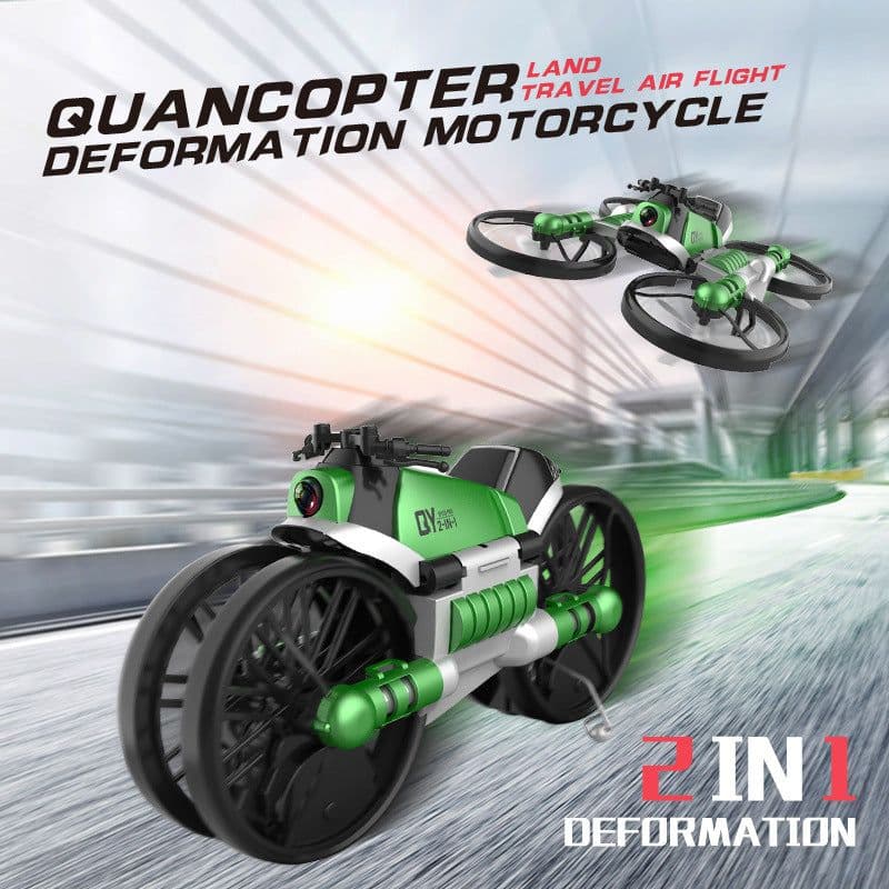 image-Qunyi Folding Motorcycle Drone 2-in-1 Land Air Quadcopter