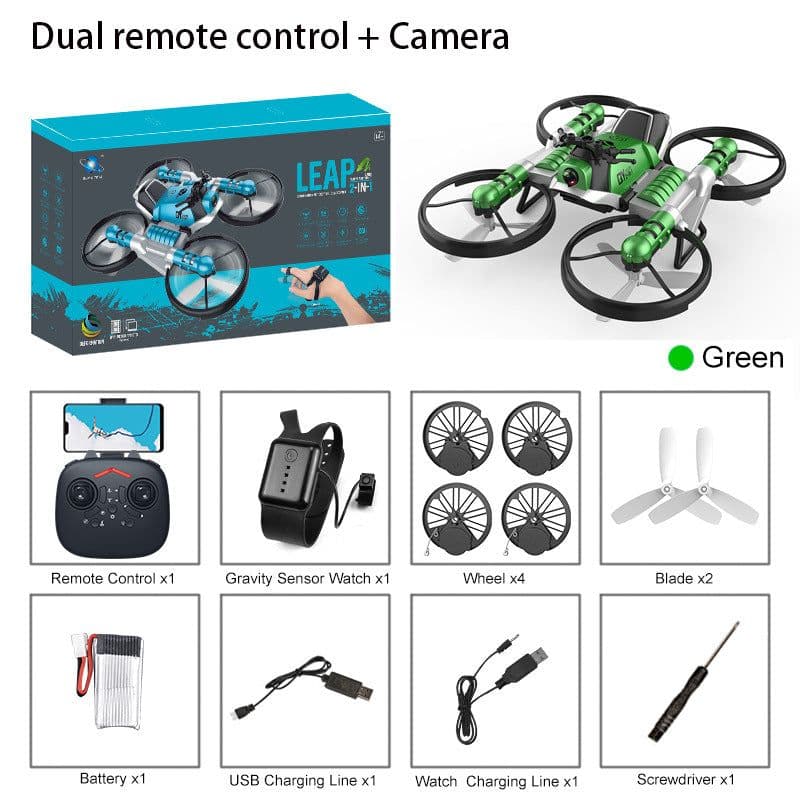 image-Qunyi Folding Motorcycle Drone 2-in-1 Land Air Quadcopter