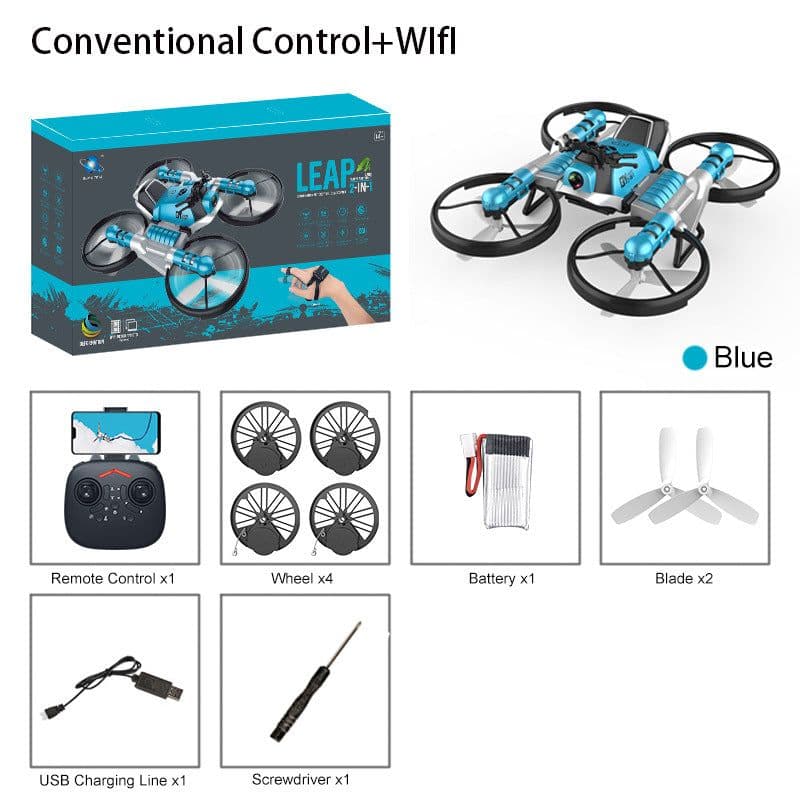 image-Qunyi Folding Motorcycle Drone 2-in-1 Land Air Quadcopter