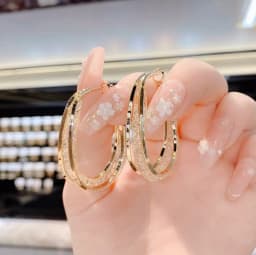 image-Korean Dupin Hollow Mesh Crystal Earrings S925 Silver Needle