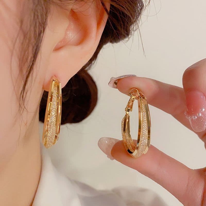 image-Korean Dupin Hollow Mesh Crystal Earrings S925 Silver Needle