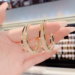image-Korean Dupin Hollow Mesh Crystal Earrings S925 Silver Needle