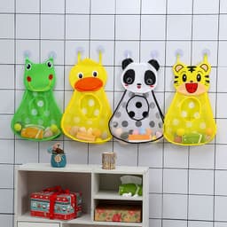 image-Children's Bathroom Storage Hanging Bag Cartoon Mesh Organizer