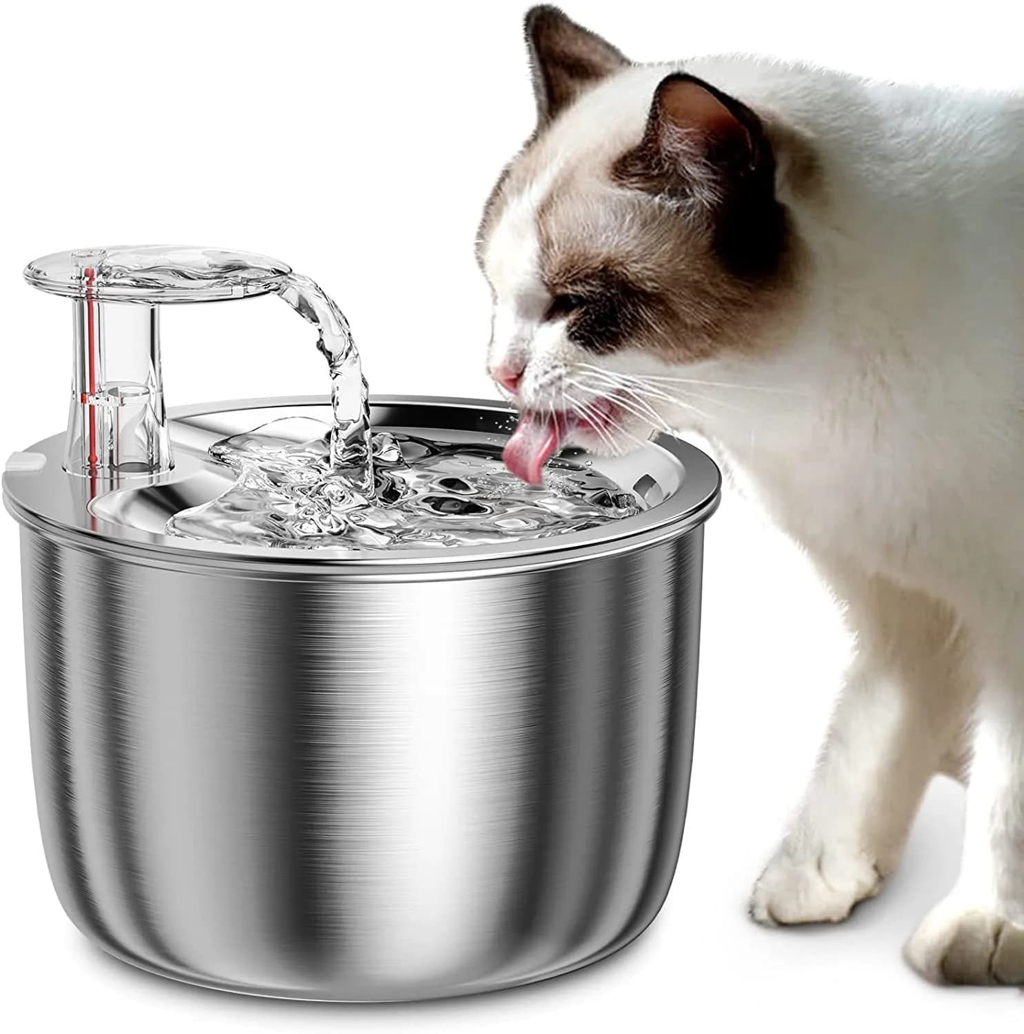 image-IPSKY Pet Water Fountain Stainless Steel 304 Automatic 2L Dog Cat