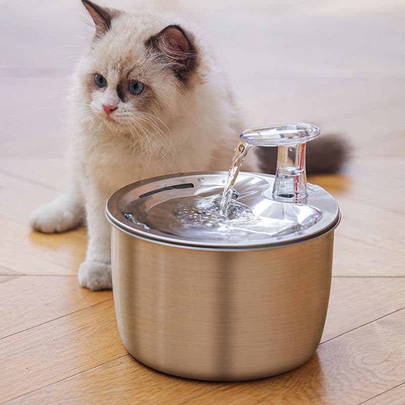image-IPSKY Pet Water Fountain Stainless Steel 304 Automatic 2L Dog Cat