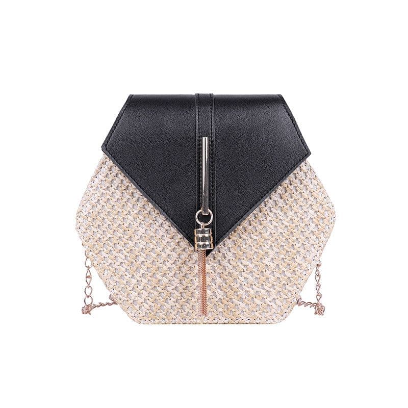 image-Women's Woven Straw Chain Shoulder Bag Small Square Crossbody