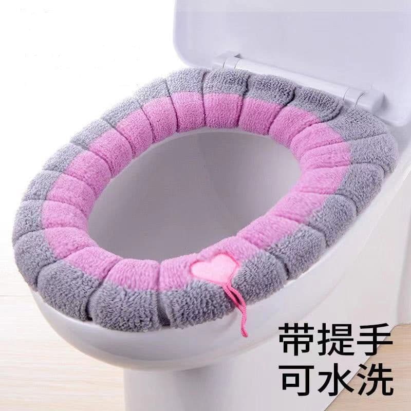 image-Toilet Seat Cushion O-Shaped Knitted Thickened Washable Cover