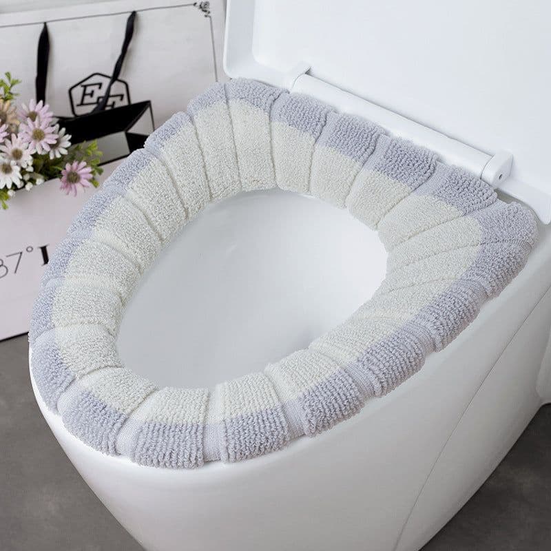 image-Toilet Seat Cushion O-Shaped Knitted Thickened Washable Cover