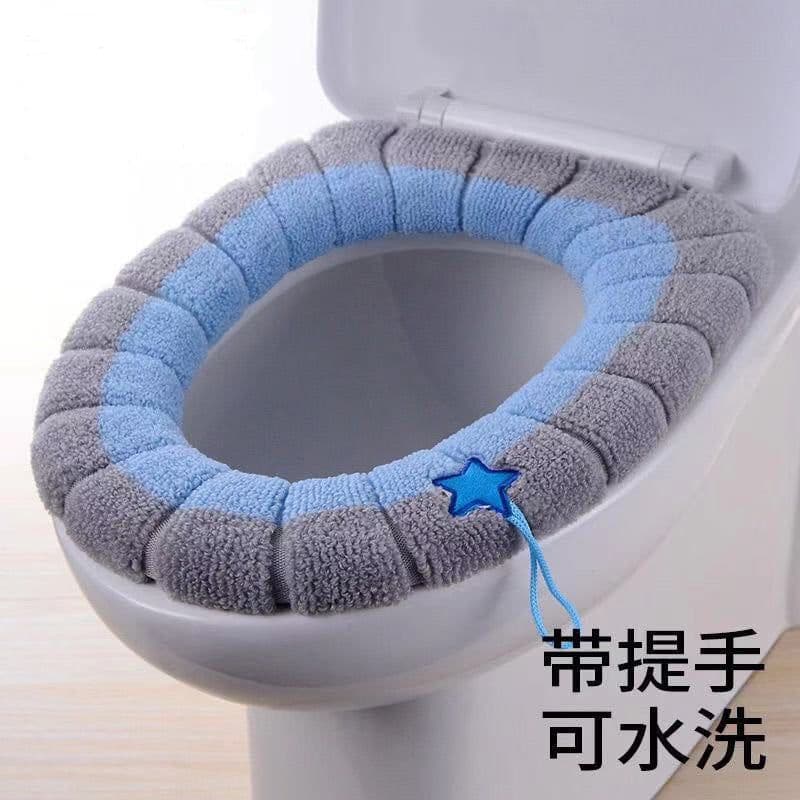 image-Toilet Seat Cushion O-Shaped Knitted Thickened Washable Cover