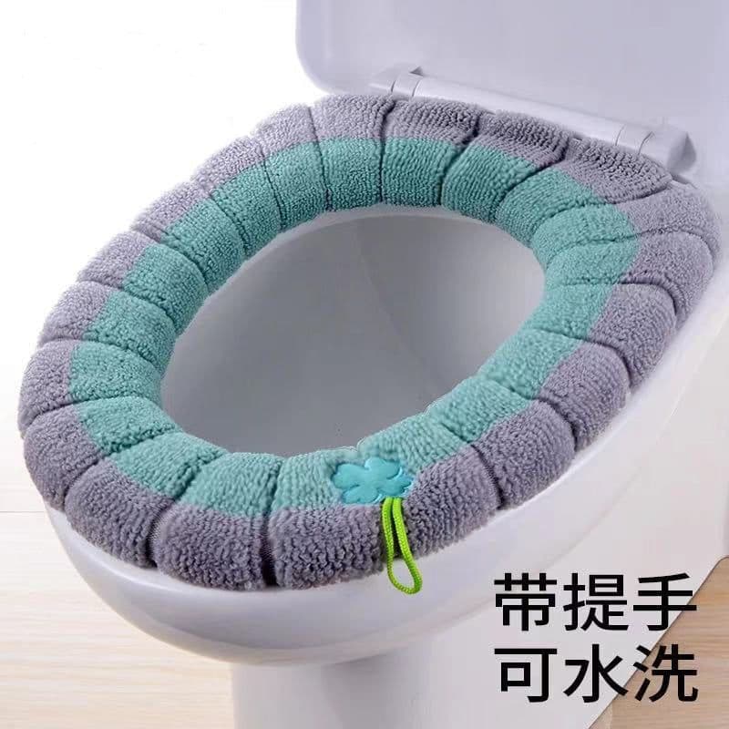 image-Toilet Seat Cushion O-Shaped Knitted Thickened Washable Cover