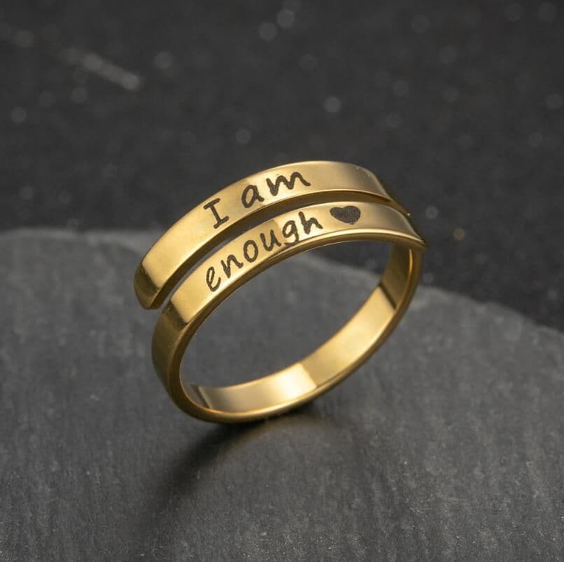 image-Gissen Stainless Steel Adjustable Letter Ring