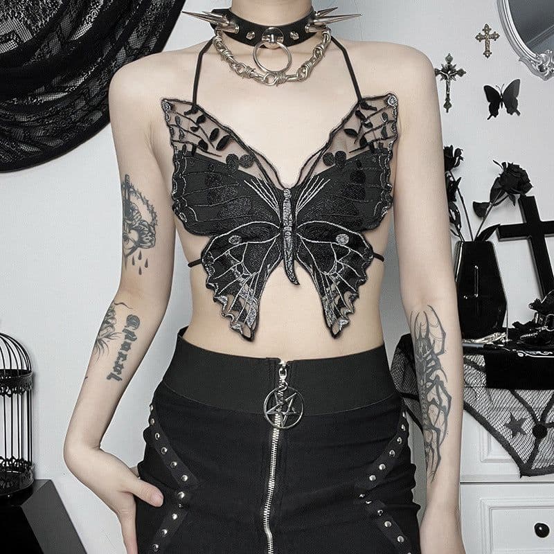 image-2023 Butterfly Lace Cami Top Women Slim Fit Vest