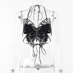 image-2023 Butterfly Lace Cami Top Women Slim Fit Vest