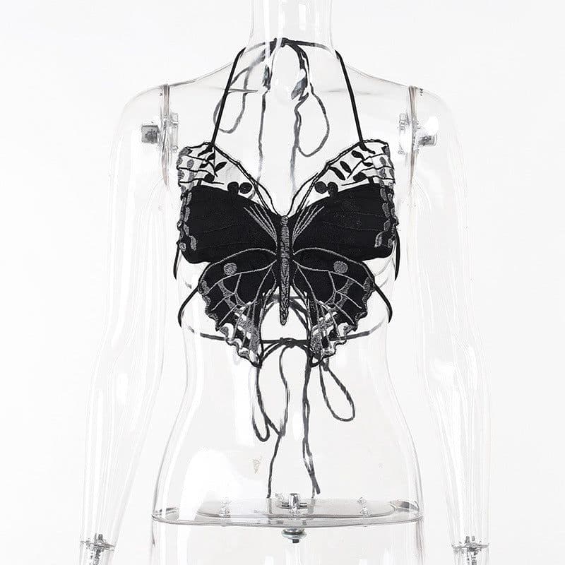 image-2023 Butterfly Lace Cami Top Women Slim Fit Vest