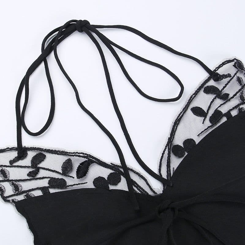 image-2023 Butterfly Lace Cami Top Women Slim Fit Vest