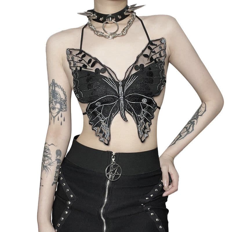 image-2023 Butterfly Lace Cami Top Women Slim Fit Vest