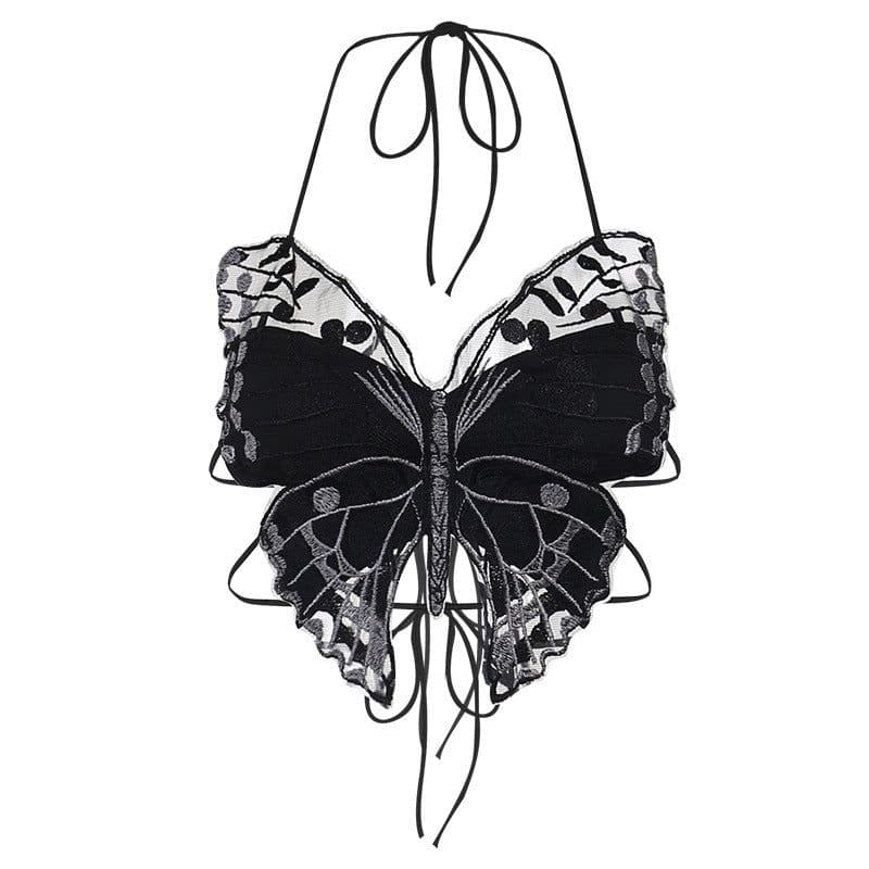 image-2023 Butterfly Lace Cami Top Women Slim Fit Vest