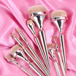image-9pcs Rose Gold Metal Handle Makeup Brush Set