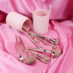 image-9pcs Rose Gold Metal Handle Makeup Brush Set