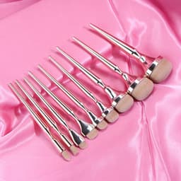 image-9pcs Rose Gold Metal Handle Makeup Brush Set