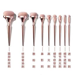 image-9pcs Rose Gold Metal Handle Makeup Brush Set