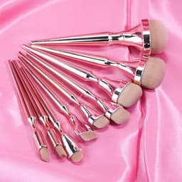 image-9pcs Rose Gold Metal Handle Makeup Brush Set