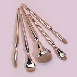 image-9pcs Rose Gold Metal Handle Makeup Brush Set