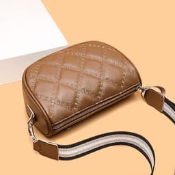 image-Genuine Leather Small Square Crossbody Bag for Women Black