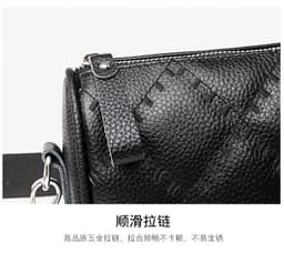 image-Genuine Leather Small Square Crossbody Bag for Women Black