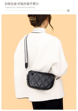 image-Genuine Leather Small Square Crossbody Bag for Women Black