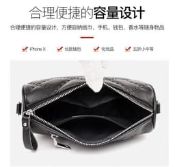 image-Genuine Leather Small Square Crossbody Bag for Women Black