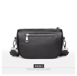 image-Genuine Leather Small Square Crossbody Bag for Women Black