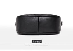 image-Genuine Leather Small Square Crossbody Bag for Women Black