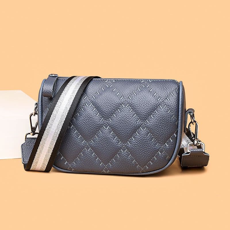 image-Genuine Leather Small Square Crossbody Bag for Women Black