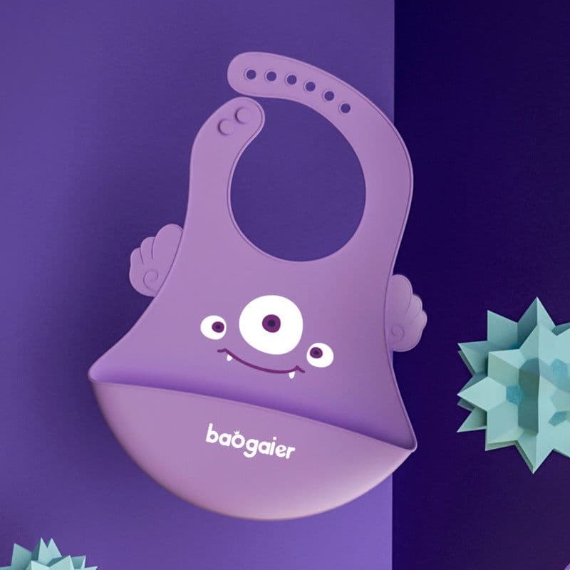 image-Children's Silicone Bib with Food Pocket - Waterproof Baby Bib