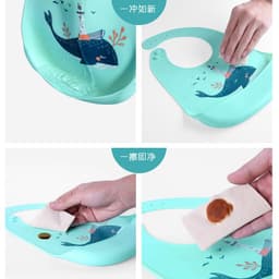 image-Children's Silicone Bib with Food Pocket - Waterproof Baby Bib