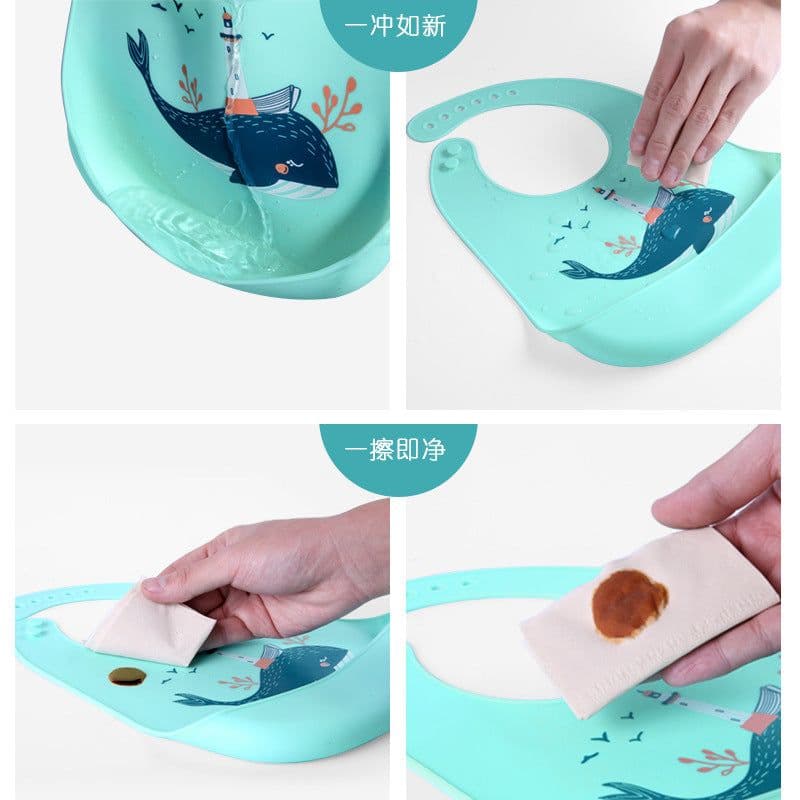 image-Children's Silicone Bib with Food Pocket - Waterproof Baby Bib