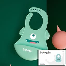 image-Children's Silicone Bib with Food Pocket - Waterproof Baby Bib