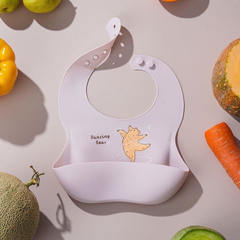 image-Children's Silicone Bib with Food Pocket - Waterproof Baby Bib