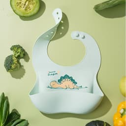 image-Children's Silicone Bib with Food Pocket - Waterproof Baby Bib