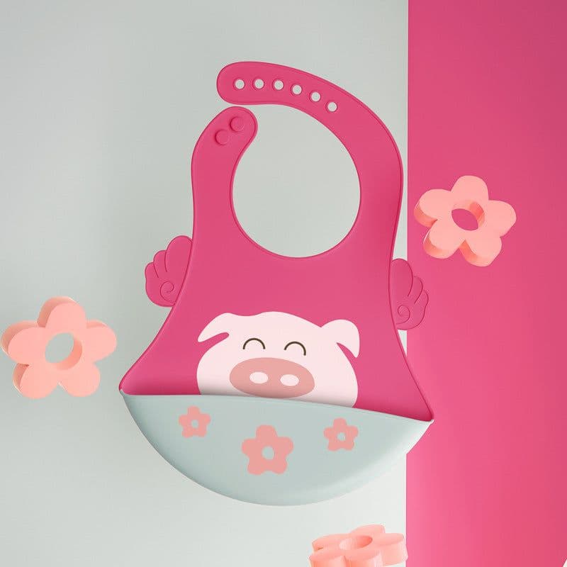 image-Children's Silicone Bib with Food Pocket - Waterproof Baby Bib