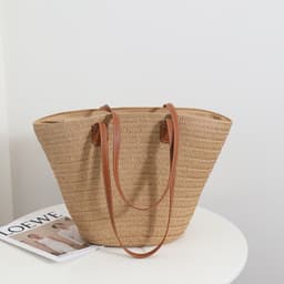 image-Straw Woven Tote Bag Large Capacity Beach Shoulder Bag Women